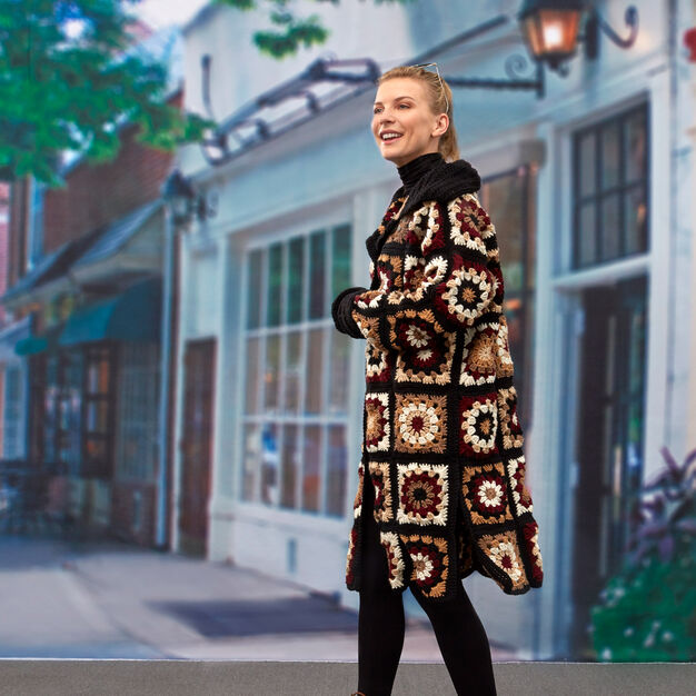 CROCHET KIT - Red Heart Coatigan in Grannies, S/M