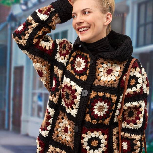 CROCHET KIT - Red Heart Coatigan in Grannies, L/XL/XXL/XXXL