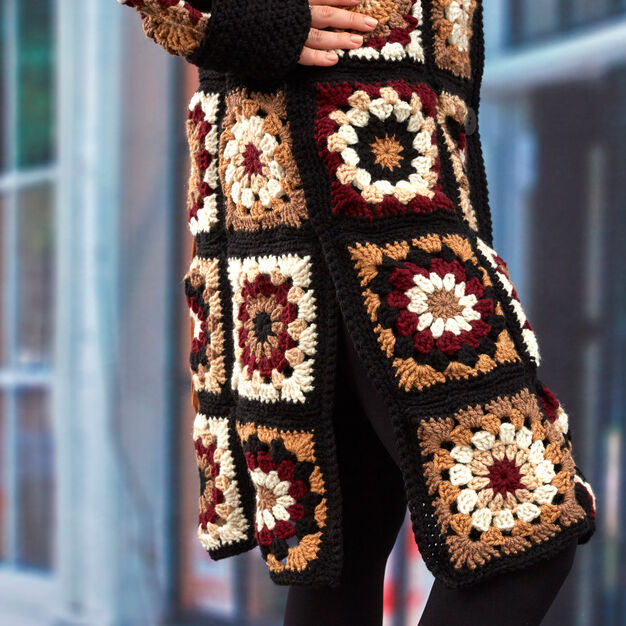 CROCHET KIT - Red Heart Coatigan in Grannies, L/XL/XXL/XXXL