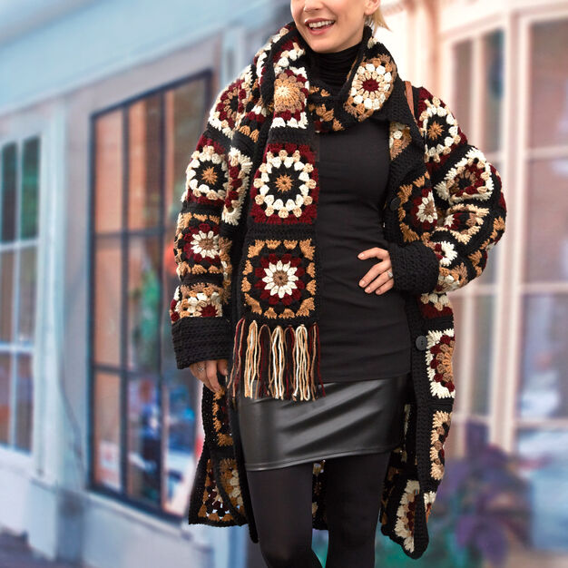 CROCHET KIT - Red Heart Coatigan in Grannies, L/XL/XXL/XXXL