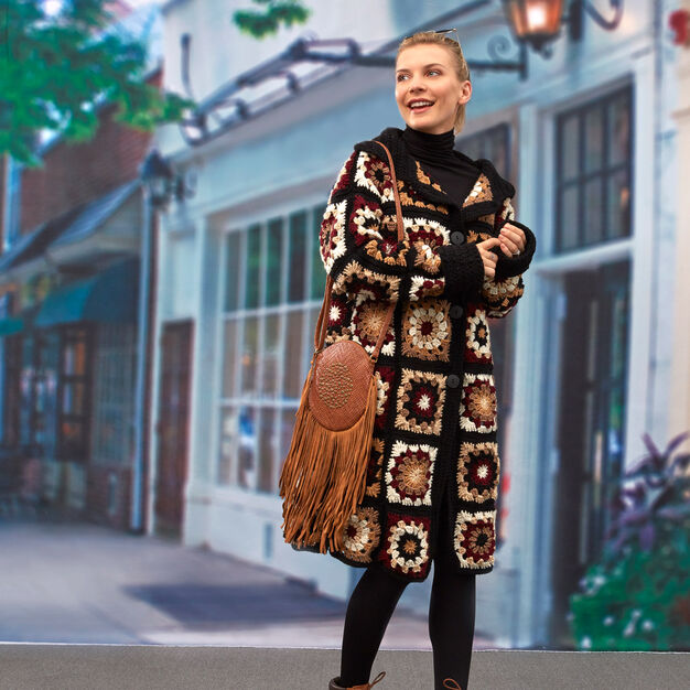 CROCHET KIT - Red Heart Coatigan in Grannies, S/M