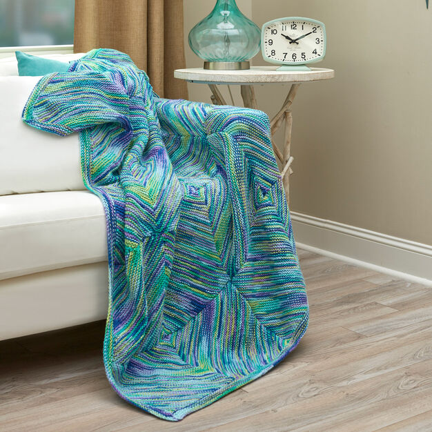 KNITTING KIT - Red Heart Diagonal Squares Knit Throw