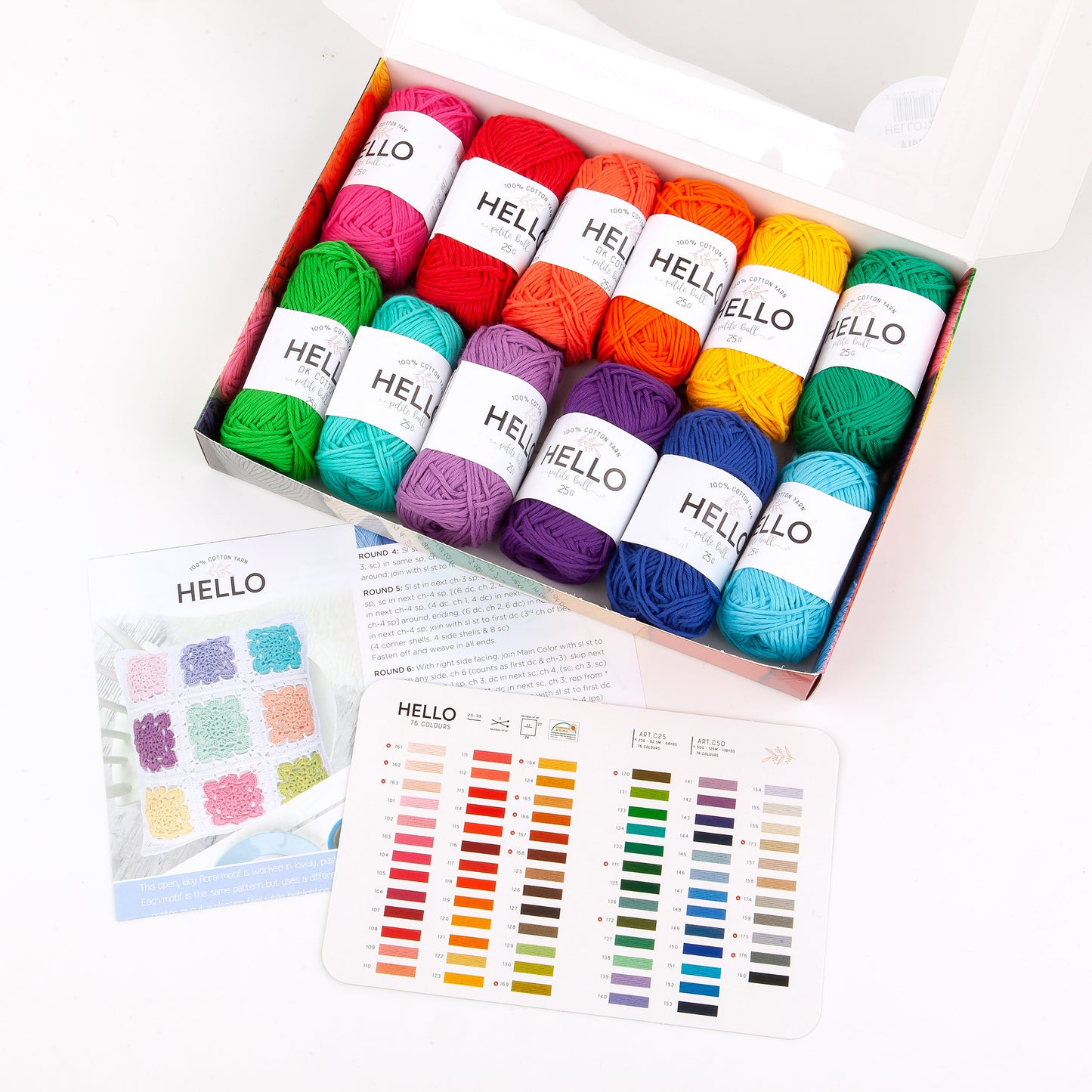 Hello Cotton Yarn - 12 x 25g Ball Collection - VIBRANT