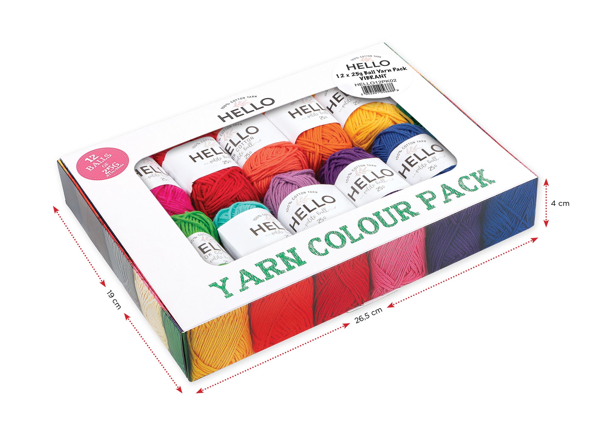 Hello Cotton Yarn - 12 x 25g Ball Collection - VIBRANT