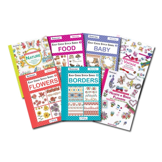 7 Books - Cross Stitch Motif Book Collection