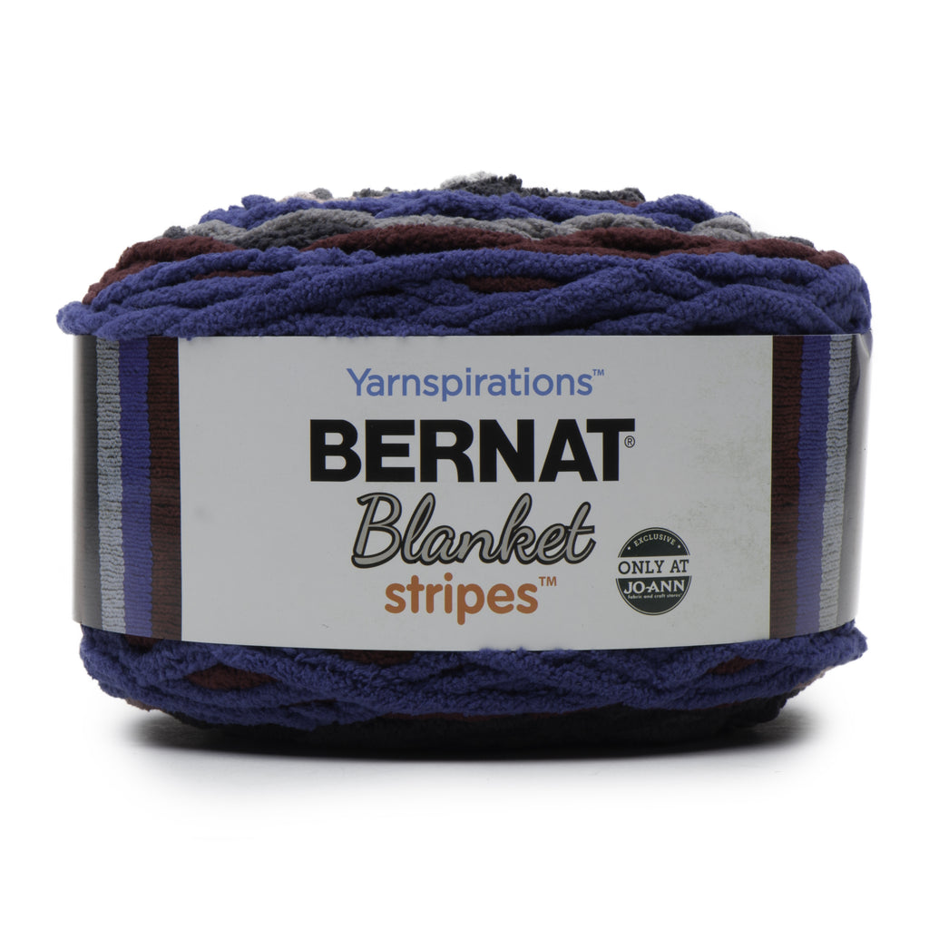 Bernat Blanket Stripes Eggplant Yarn - 2 Pack of 300g/10.5oz - Polyester -  6 Super Bulky - 220 Yards - Knitting, Crocheting & Crafts, Chunky Chenille