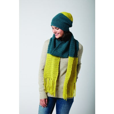CROCHET PATTERN - Super Value - Colour Burst Beanie & Scarf