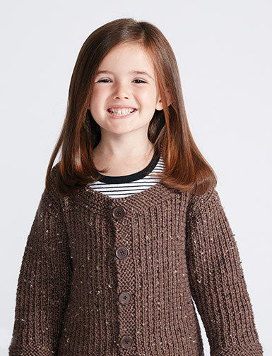 KNITTING PATTERN - Caron Tweed Textured Kids Cardigan