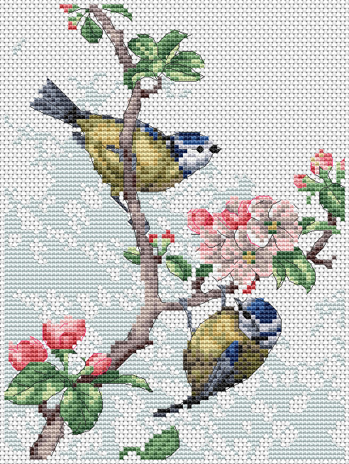 The Natural World Cross Stitch Kits - Blue Tits & Blossoms