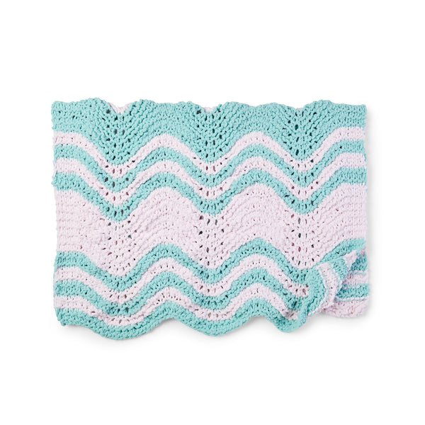 KNITTING PATTERN  - Bernat Garter Ripple Stripes Knit Baby Blanket