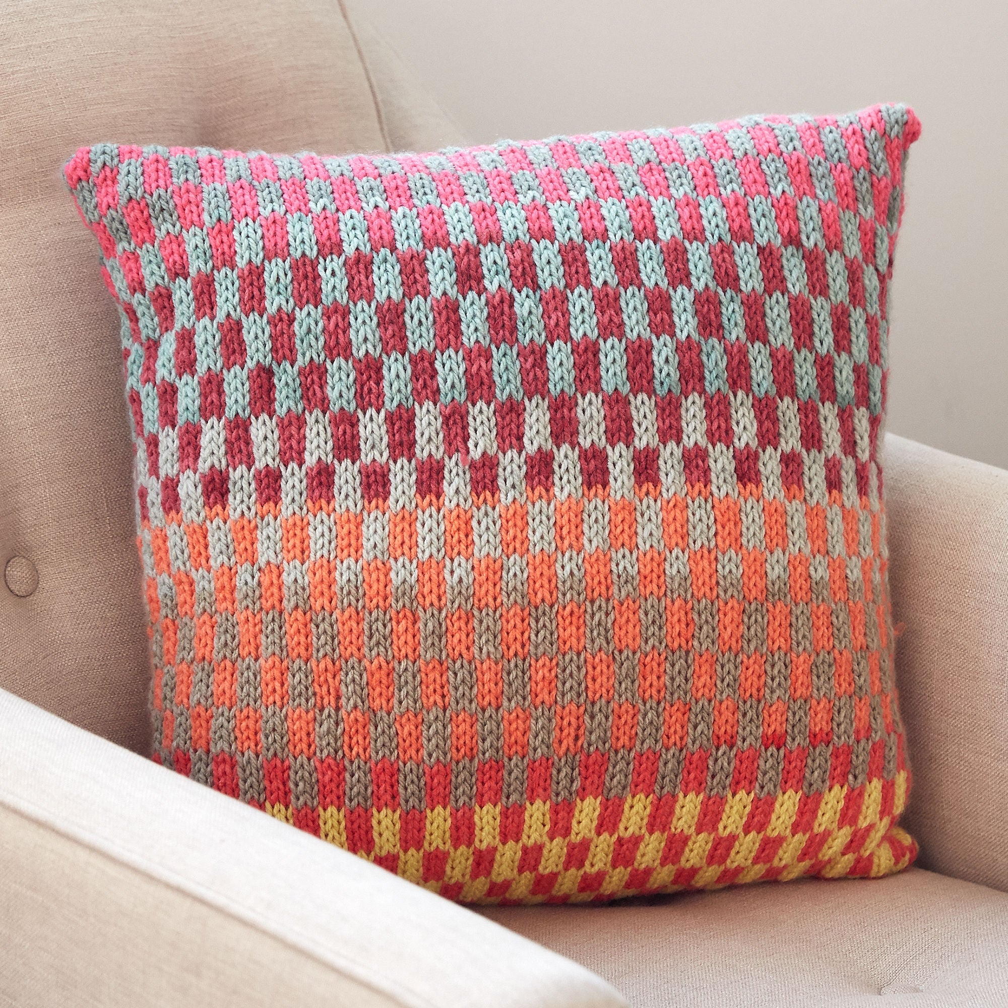 KNITTING PATTERN - Bernat Fantastic Fair Isle Knit Pillow