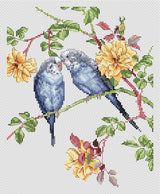 The Natural World Cross Stitch Kits - Budgie Love
