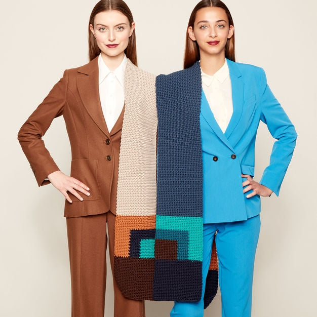 CROCHET PATTERN - Caron x Pantone Colour Block Crochet Scarf
