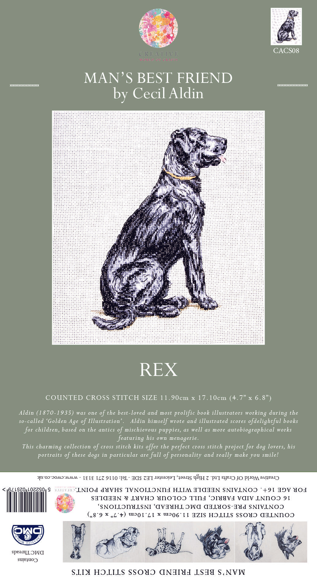 Cecil Aldin Man's Best Friend Cross Stitch Kit - Rex