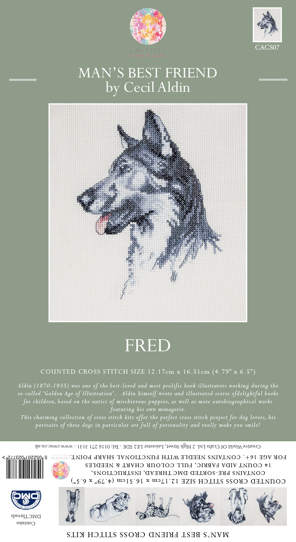 Cecil Aldin Man's Best Friend Cross Stitch Kit - Fred