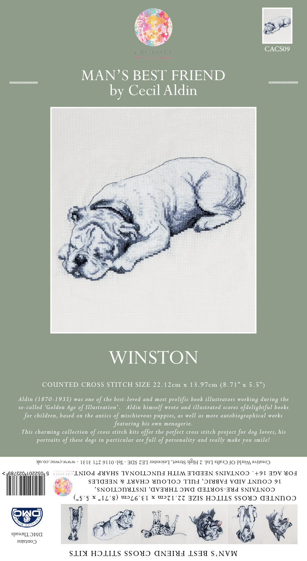 Cecil Aldin Man's Best Friend Cross Stitch Kit - Winston
