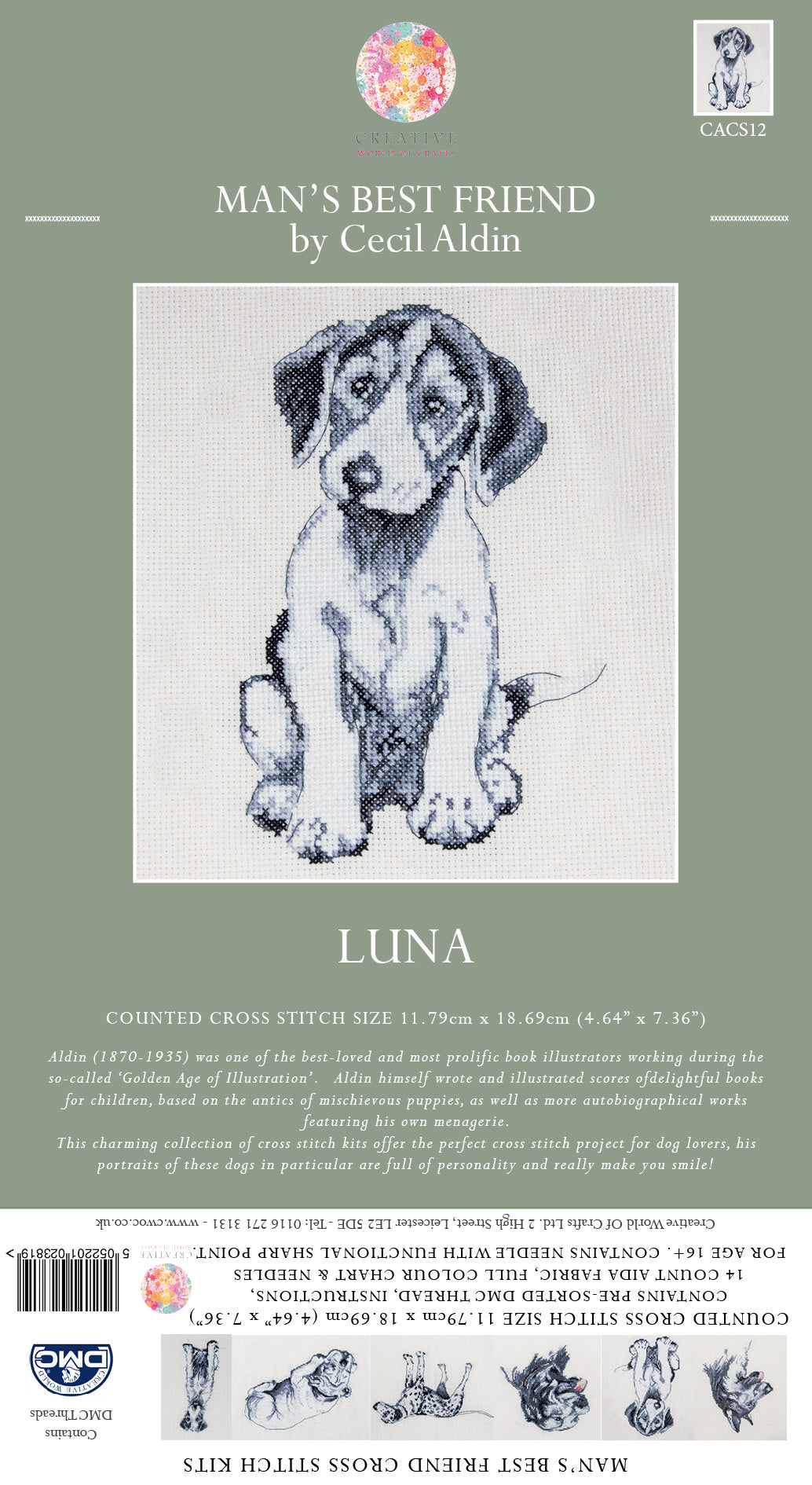 Cecil Aldin Man's Best Friend Cross Stitch Kit - Luna