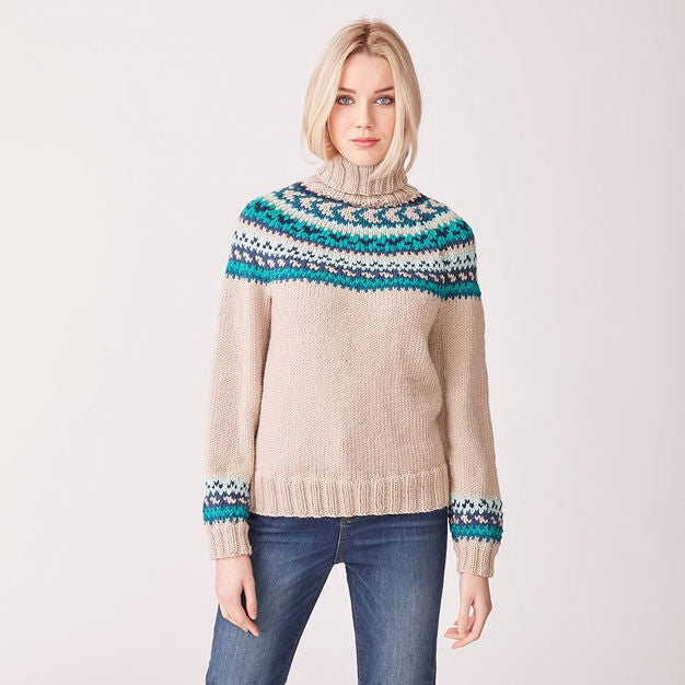 KNITTING PATTERN - Caron x Pantone Fair Isle Knit Turtleneck
