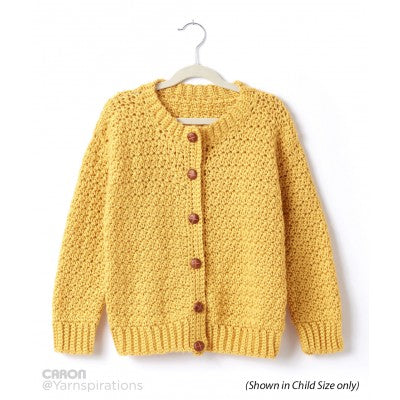 CROCHET PATTERN - Caron Simply Soft - Crew Neck Cardigan