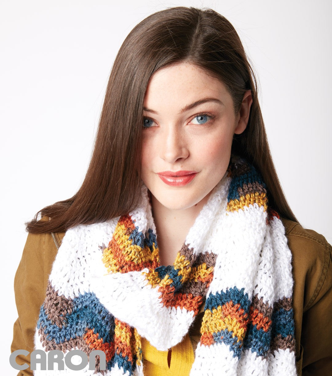 CROCHET PATTERN - Caron Chevron Stripes Crochet Scarf