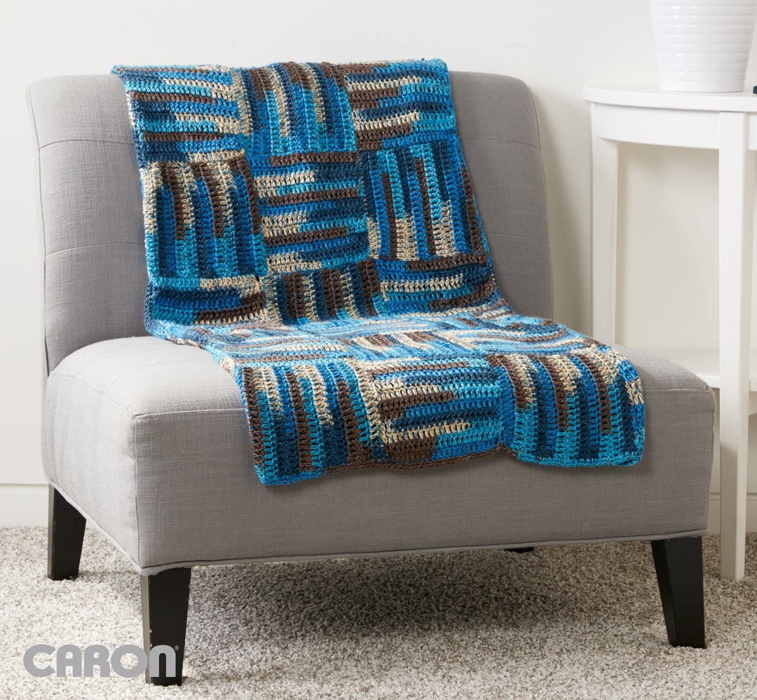 CROCHET PATTERN - Caron Parquet Tiles Crochet Blanket