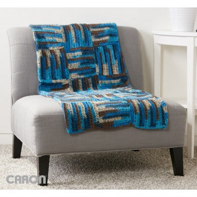 CROCHET PATTERN - Caron Simply Soft  Stripes - Parquet Tiles Blanket