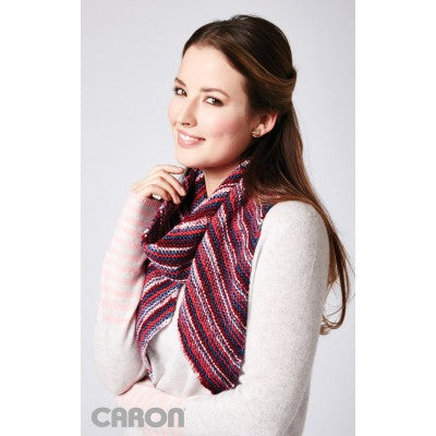 KNITTING PATTERN - Caron Simply Soft  Stripes - Bias Stripes Scarf