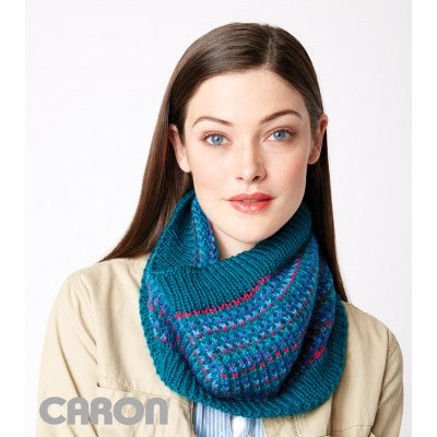 KNITTING PATTERN - Caron Simply Soft  Stripes - Let It Slip Cowl