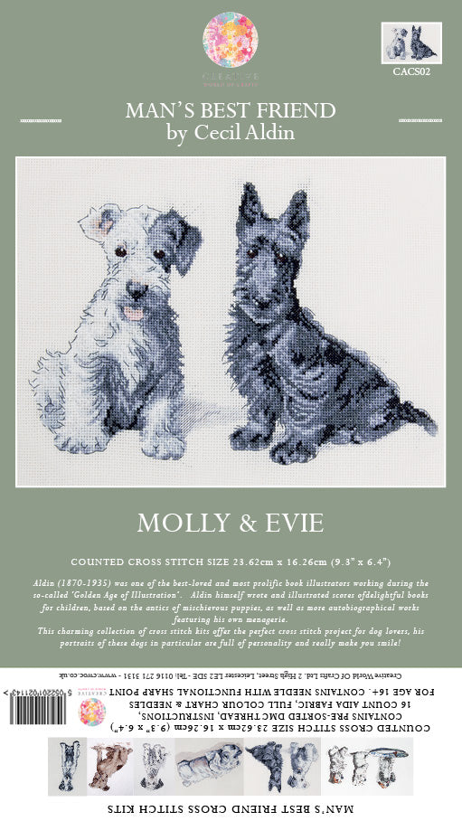 Cecil Aldin Man's Best Friend Cross Stitch Kit - Molly & Evie