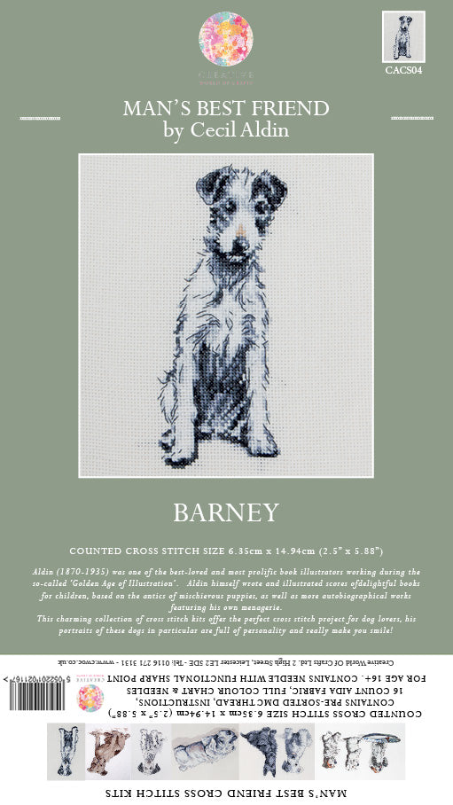 Cecil Aldin Man's Best Friend Cross Stitch Kit - Barney