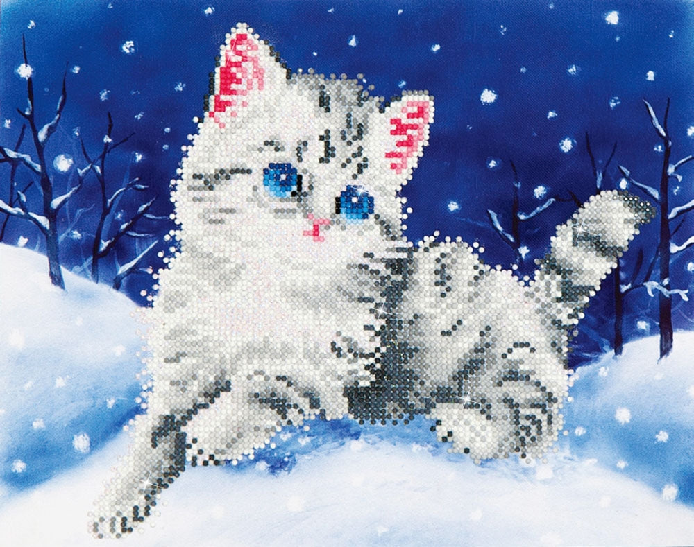 Diamond Painting Kit: Kitten In the Snow
