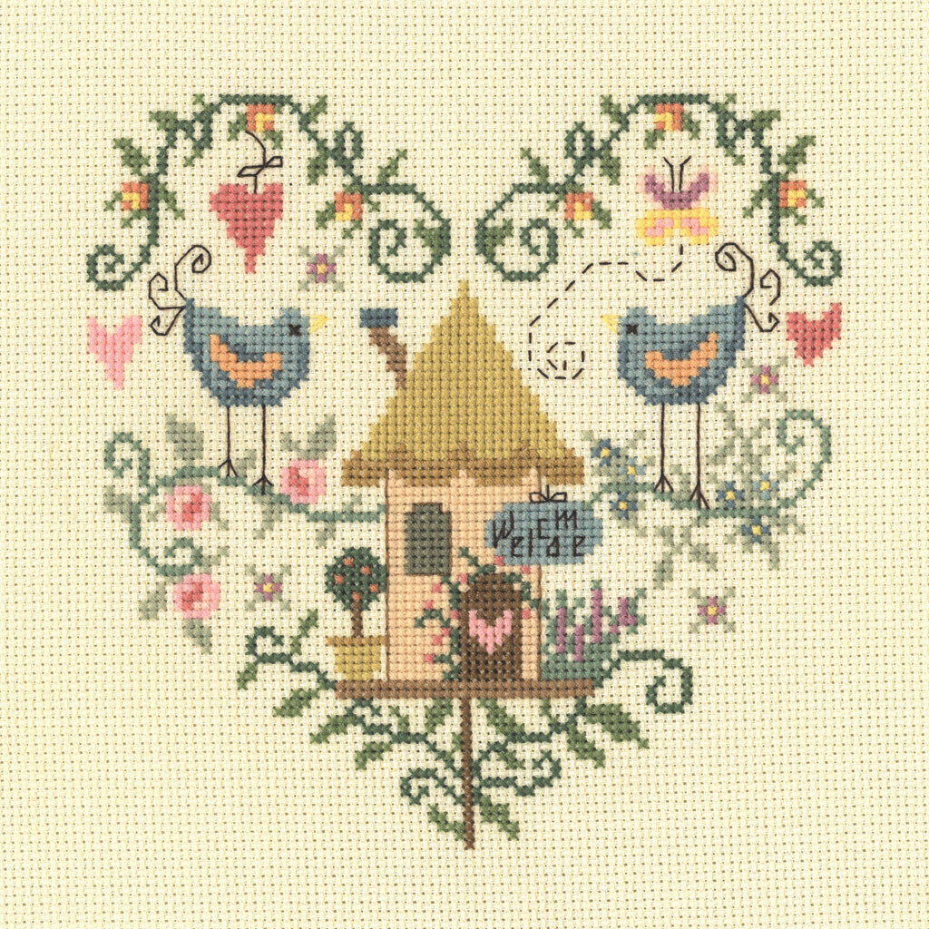 Folk Art - Counted Cross Stitch Kit - Birdhouse Love