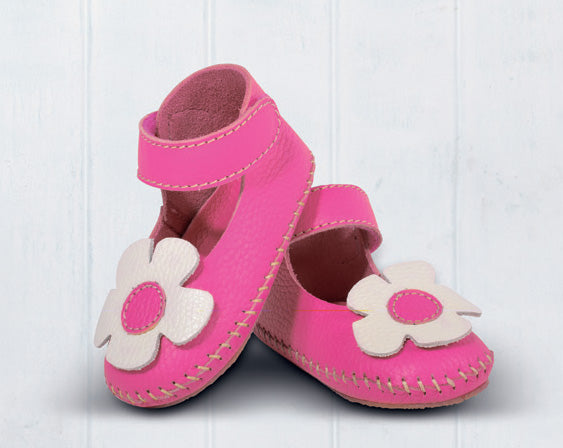 Daisy Roots - Little Shoes - Mary-Jane Girls Magenta Velcro Ballerina