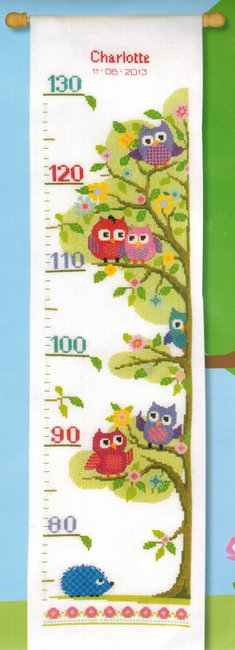 Vervaco Cross Stitch Kit Owl Height Chart 14ct PN-0147440