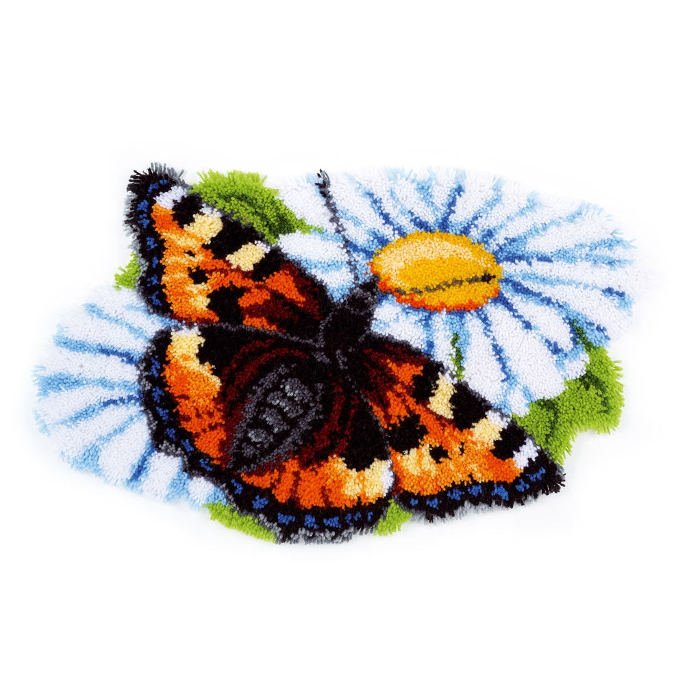 Vervaco Latch Hook Kit: Shaped Rug: Butterfly on Daisy PN-0154242