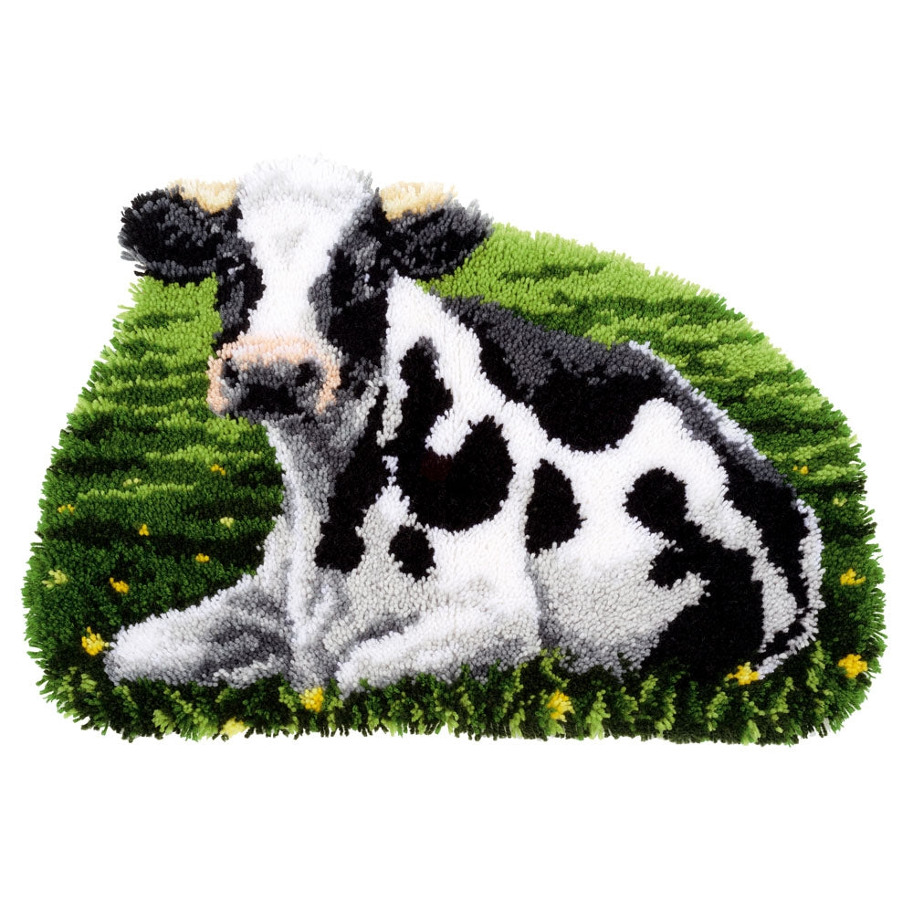 Vervaco Latch Hook Kit: Shaped Rug: Cow Resting PN-0157078
