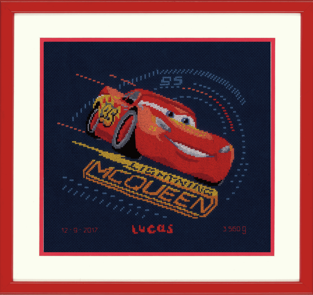 Vervaco Counted Cross Stitch Kit: Disney: Cars - Screeching Tyres Birth Record PN-0167543