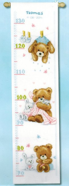 Vervaco Cross Stitch Kit Teddy Bear Height Chart 14ct PN-0147440