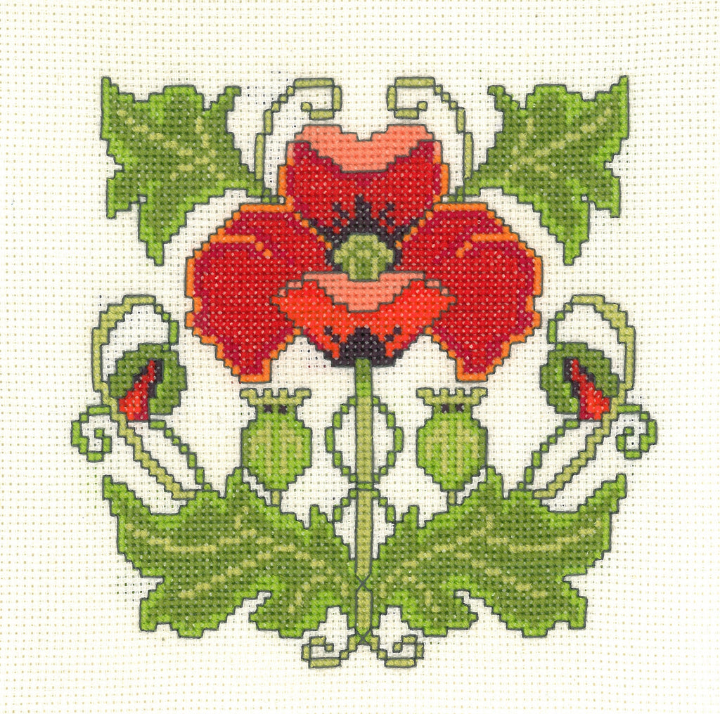 Historical Collection - Lesley Teare Counted Cross Stitch Kit - Art Nouveau Poppy