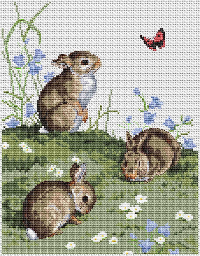 The Natural World Cross Stitch Kits - Bunnies & Butterflies