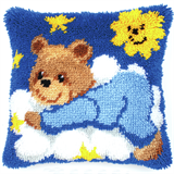 Vervaco Latch Hook Cushion Kit Teddy On A Cloud 40cm x 40cm