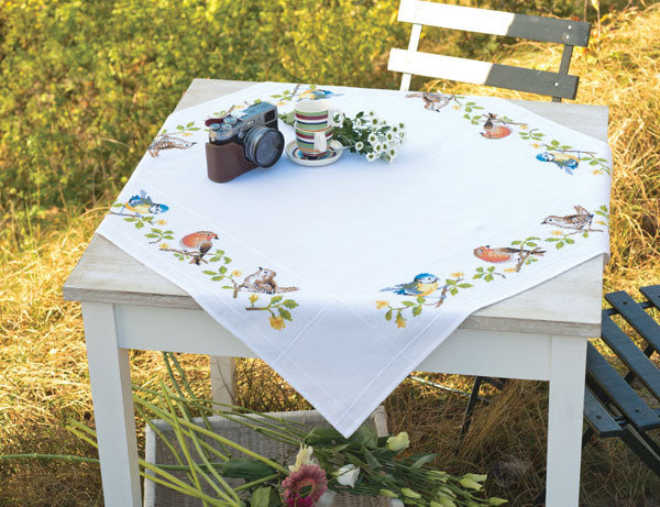 Vervaco Cross Stitch Tablecloth Kit - Garden Birds PN-0013042