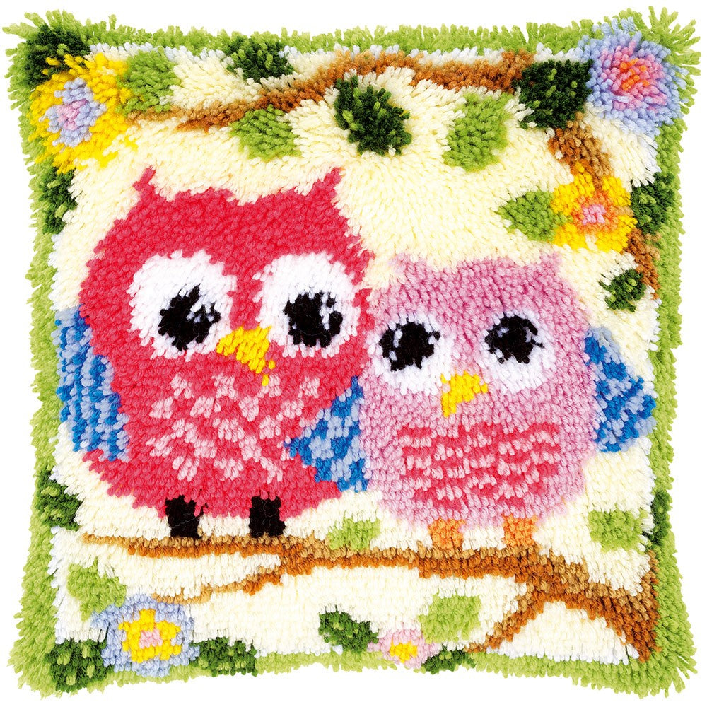 Vervaco Latch Hook Cushion Kit Owls on a Branch 40x40cm PN-0149752 - Readicut