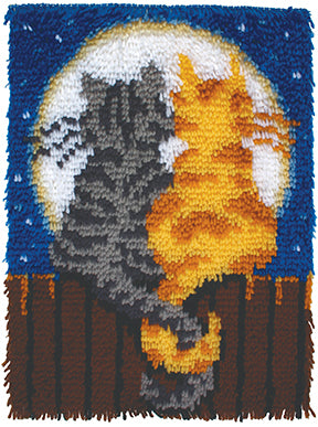 Wonderart Latch Hook Kit - Moonlight Meow 15" x 20"