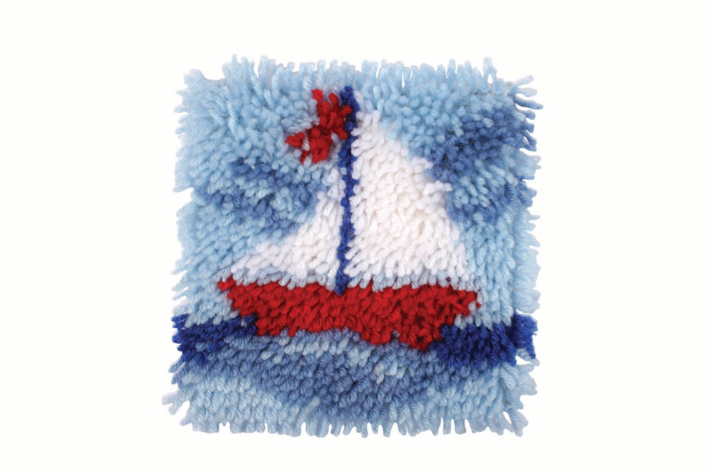 Wonderart Latch Hook Kit with Tool - Sailboat 8" x 8"